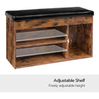Hoobro Shoe Storage Bench With Cushion, 32.3'' Entryway Bench With Lift Top Hidden Storage And Adjustable Shelves, Wooden Shoe Rack Bench For Entryway Bedroom, Rustic Brown And Black Bf40Hx01