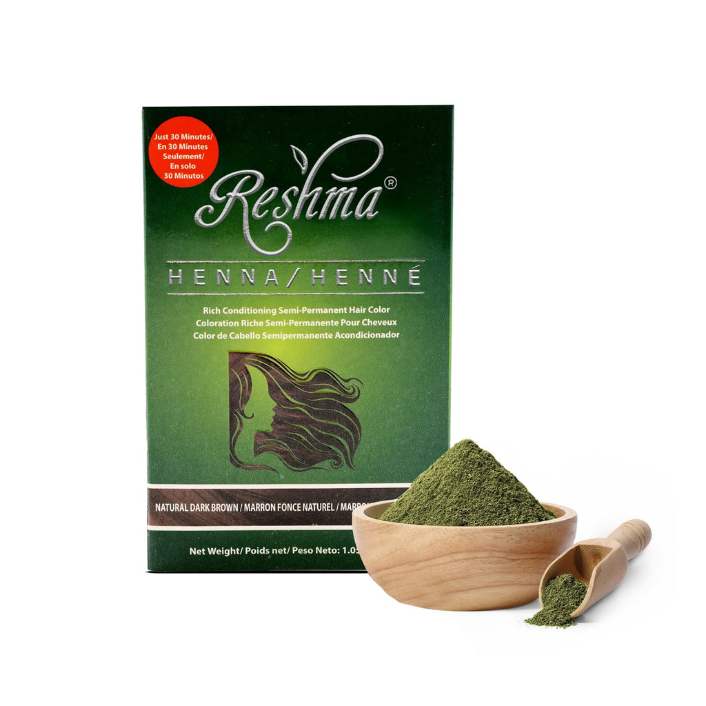 Reshma Beauty 30 Minute Henna Hair Color Infused with Plant-Based Lawsonia Inermis 100% Gray Coverage for Soft, Shiny Hair, Hair Dye—1.05 oz Pack of 1 (Dark Brown)