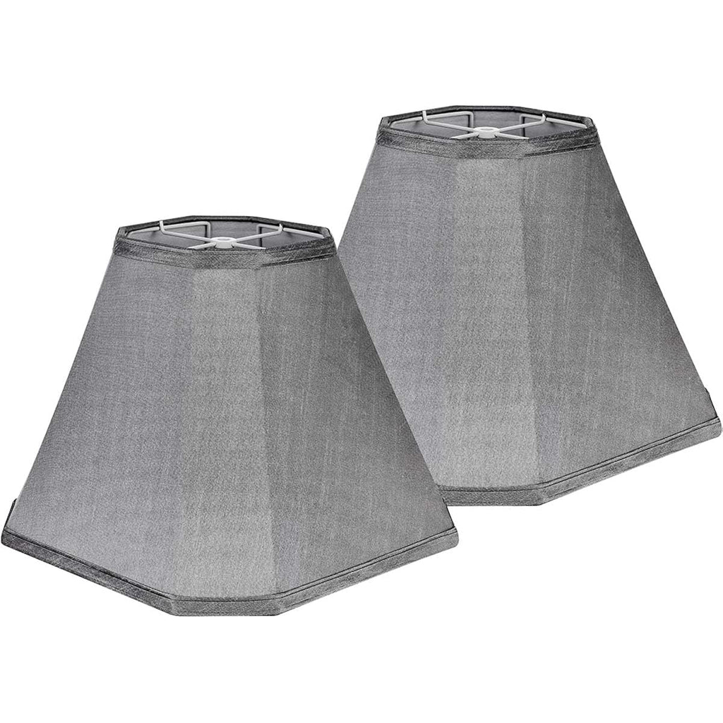 Go&So Bell Lamp Shade Set Of 2,6.5" X 13" X 10.5",Grey Fabric Lampshade | Retro Scalloped Lamp Shade For Table Lamps,Floor Lamps Replacement,Spider Fitter,Easy Assembly
