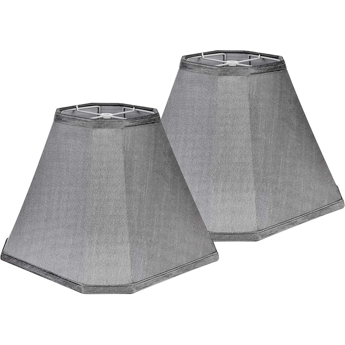 Go&So Bell Lamp Shade Set Of 2,6.5" X 13" X 10.5",Grey Fabric Lampshade | Retro Scalloped Lamp Shade For Table Lamps,Floor Lamps Replacement,Spider Fitter,Easy Assembly