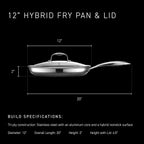 HexClad Hybrid Nonstick 12-Inch Frying Pan with Tempered Glass Lid, Stay-Cool Handle, Dishwasher-Friendly, Oven-Safe Up to 900°F, Induction Ready, Compatible with All Cooktops