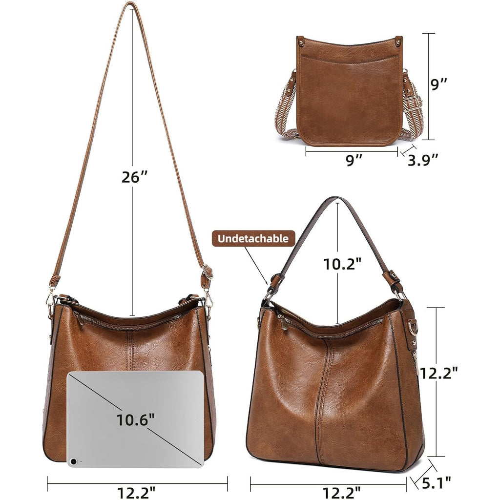 Purses for Women 3PCS, Crossbody Bags Set Large Leather Purse Shoulder Handbags with Wallet Adjustable Straps for Ladies Tote