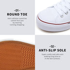 Fracora Womens White Black Canvas Sneakers Low Top Canvas Shoes For Women Tennis Shoes