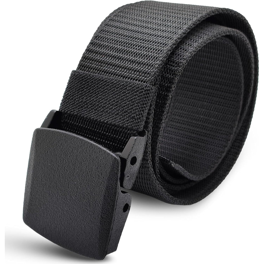 Shavit Mens Nylon Belt With Plastic Buckle, Work Web Belt For Men, Casual Adjustable Military Canvas Belts, Tsa Approved - Nickel Free - Non Metal Airport Friendly, Tsa Plastic Belts For Men Black