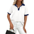 Prettygarden Summer Short Sleeve Polo Shirts For Women Collared V Neck Work Dressy Tops Knit Loose Business Casual Outfits