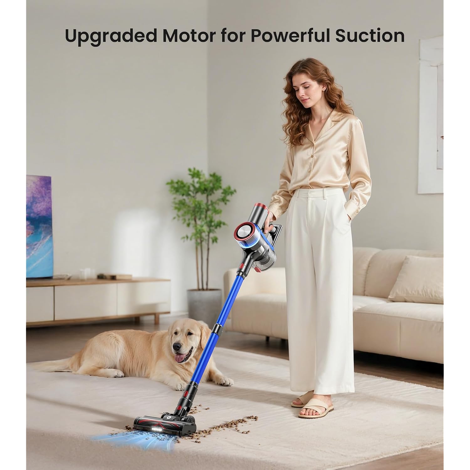 Nadaly Cordless Vacuum Cleaner, 550W 45Kpa 65Mins Vacuum Cleaners For Home, Stick Vacuum With Led Display, Anti-Tangle, Self-Standing, 8-In-1 Lightweight Vacuum For Hardwood Floor/Carpet/Pet Hair