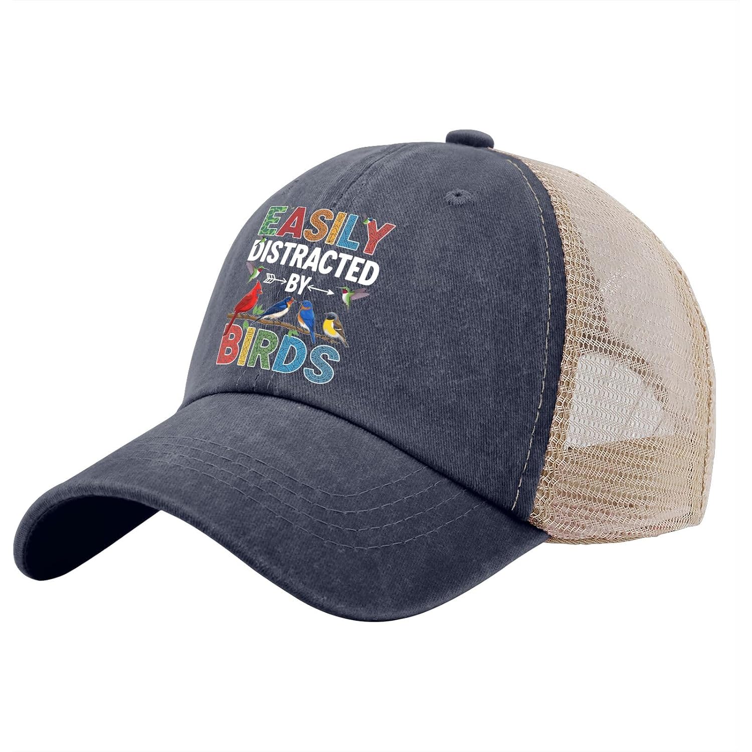 Easily Distracted By Trucker Hat, Funny Mesh Baseball Cap For Dog, Plant, Bird, Nature, Car & Aviation Lovers