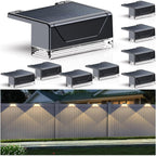 Lianglome Solar Fence Lights Outdoor - 3000/4000/6000K 3 Mode, Ip65 Waterproof Solar Powered Fence Lights, Dusk To Dawn For Outside, Backyard/Step/Patio/Deck/Stair Railings And Wall (8 Pack)