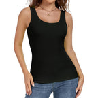 Tank Top for Women Summer Sleeveless Scoop Neck Ribbed Workout Tank Tops Slim Fitted Basic Cami Tee Shirts