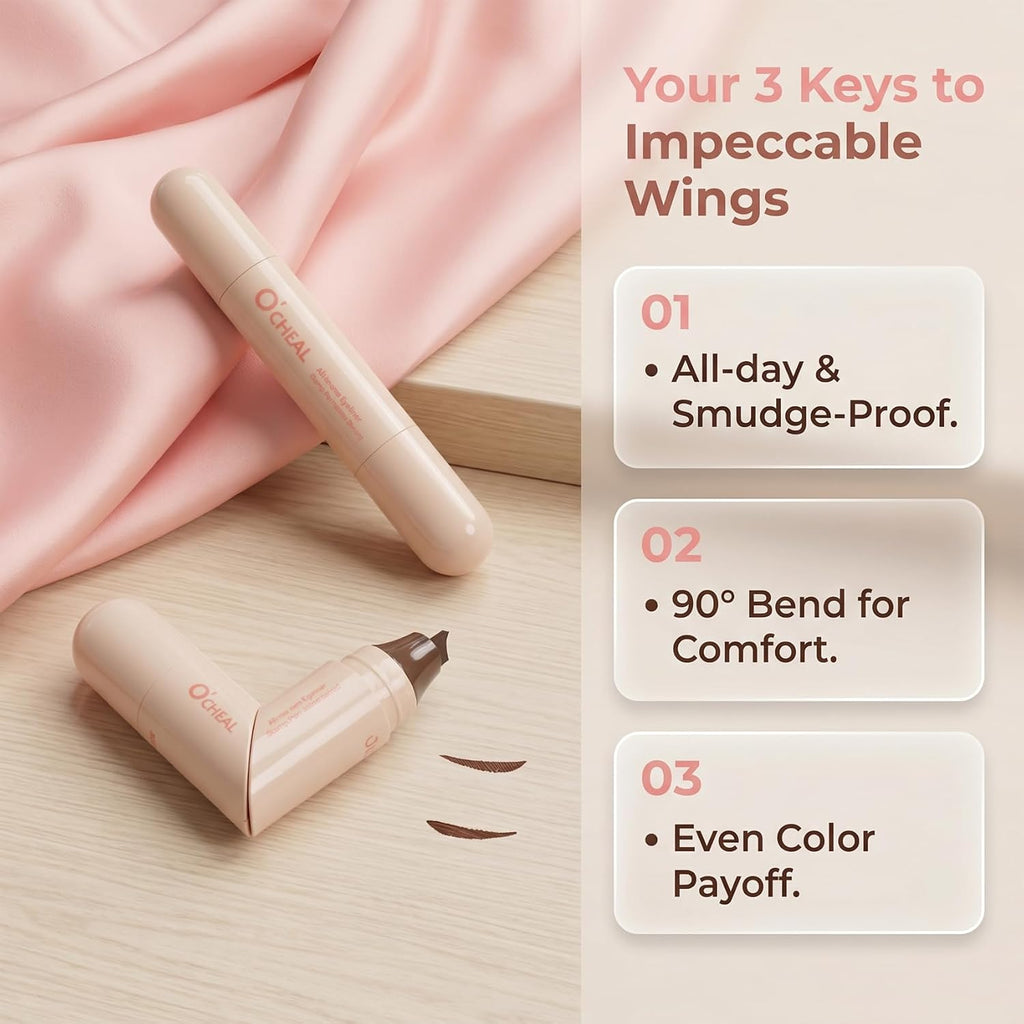 Dual-Ended Winged Eyeliner Stamp Pen, Cat Eye Stamp Eyeliner Tool For Perfect Wings, Waterproof Smudge Proof Quick Dry Liquid Eyeliner Stamp, Quick Makeup For Beginners (Black & Brown)