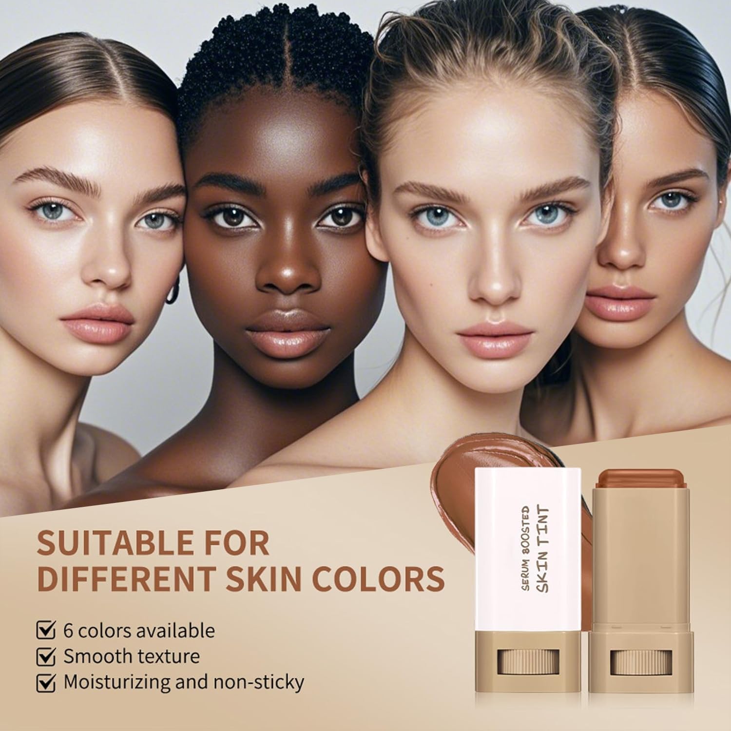Beauty Balm Serum Boosted Skin Tint, Foundation Stick, Tinted Moisturizer for Face, Full Coverage Foundation, Concealer Stick for Foundation Makeup, Contour Sticks for Face Makeup, Dewy Finish (#06)