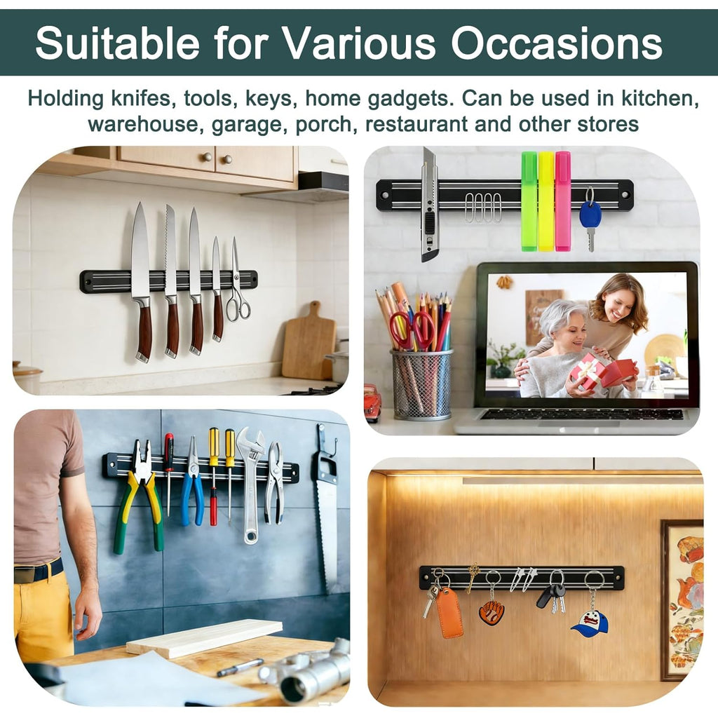 Magnetic Knife Strips（13 Inch Length),Magnetic Knife Holder for Wall/Refrigerator,Magnetic Knife Bar with Multi-Purpose Functionality as a Knife Holder, Knife Strip, Magnetic Tool Organizer