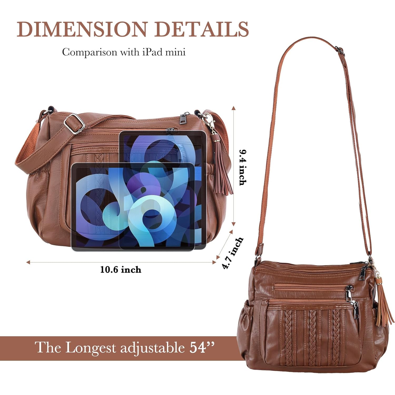 ELDA Purses for Women Pocketbooks Soft PU Leather Ladies Crossbody Purse Multi Pocket Shoulder Bag
