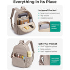 BAGSMART Small Backpacks for Women, Lightweight Puffer Mini Backpack Purse with Pouch, Quilted Casual Daypack, Water-Resistant Bookbag for Daily Travel College, 2-in-1 Set, Latte Brown