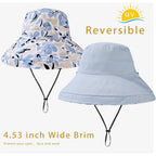 vidsel Womens Sun Hats Wide Brim Reversible Bucket Cotton Hat Packable Summer Travel Cap with Hat Clip,UV Protection Blue