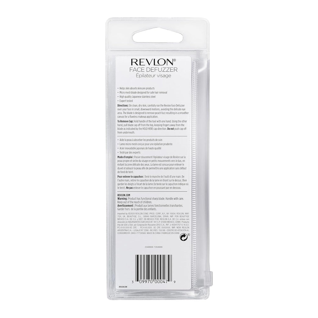 Revlon Face Defuzzers, High Precision Hair Removal and Dermaplaning Blade, Smooth Skin, Made with Stainless Steel, 2 Count