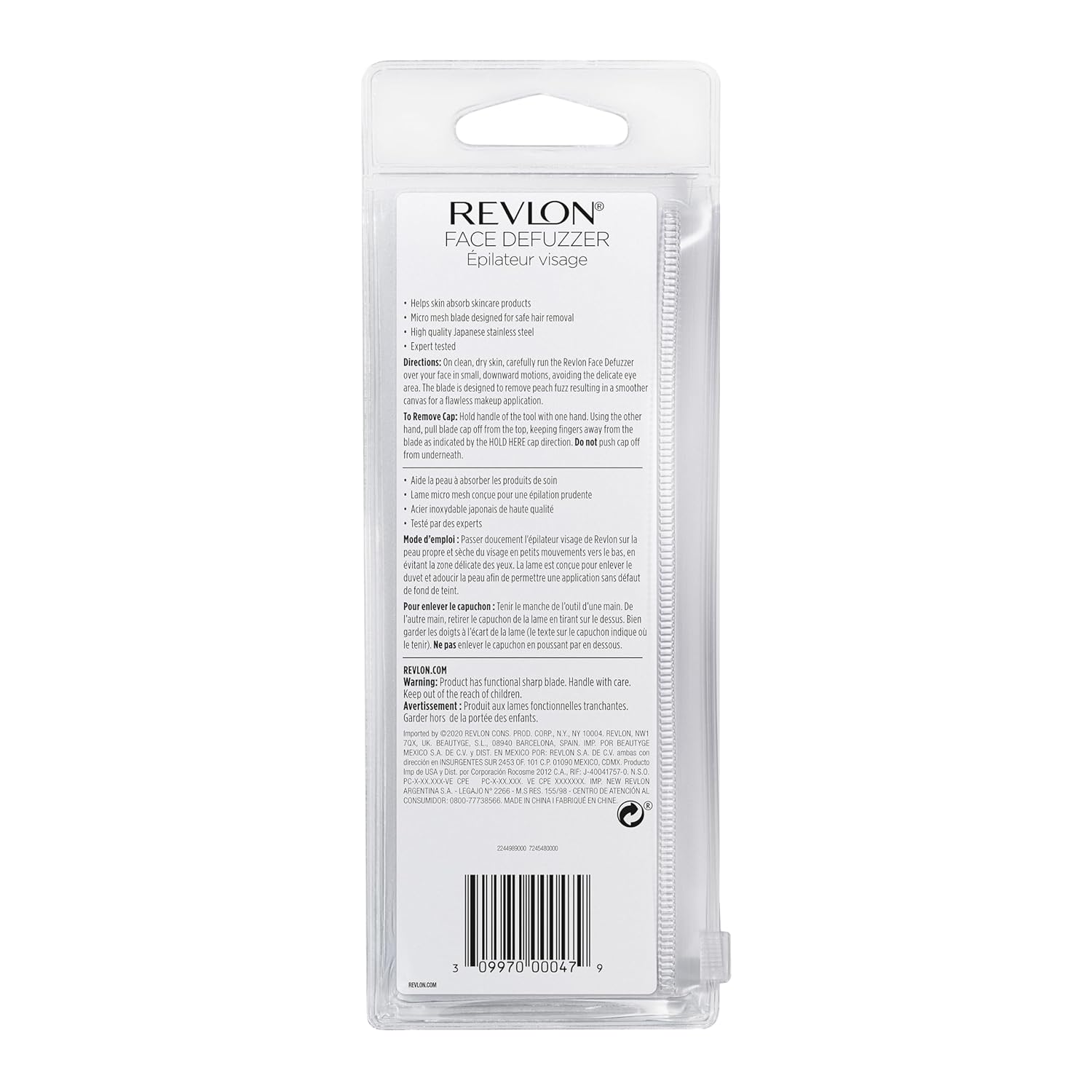 Revlon Face Defuzzers, High Precision Hair Removal and Dermaplaning Blade, Smooth Skin, Made with Stainless Steel, 2 Count