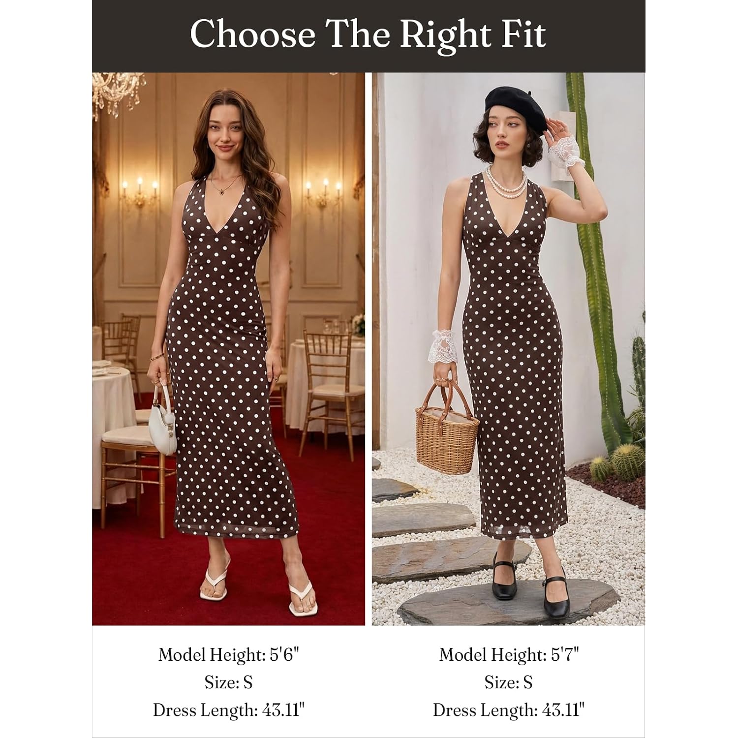 Wenrine Womens Summer Polka Dot Maxi Dress Mesh Wedding Guest Bodycon Sexy V Neck Sleeveless Party Dresses