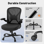 Ergonomic Office Chair With Adjustable Lumbar Support, 300 Lbs Swivel Desk Chair With Flip-Up Arms, Mesh Comfy Padded Seat For Computer And Home, Black