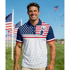Mens American Falg Polo Shirts Short Sleeve Performance Patriotic Shirt Funny Golf Shirt