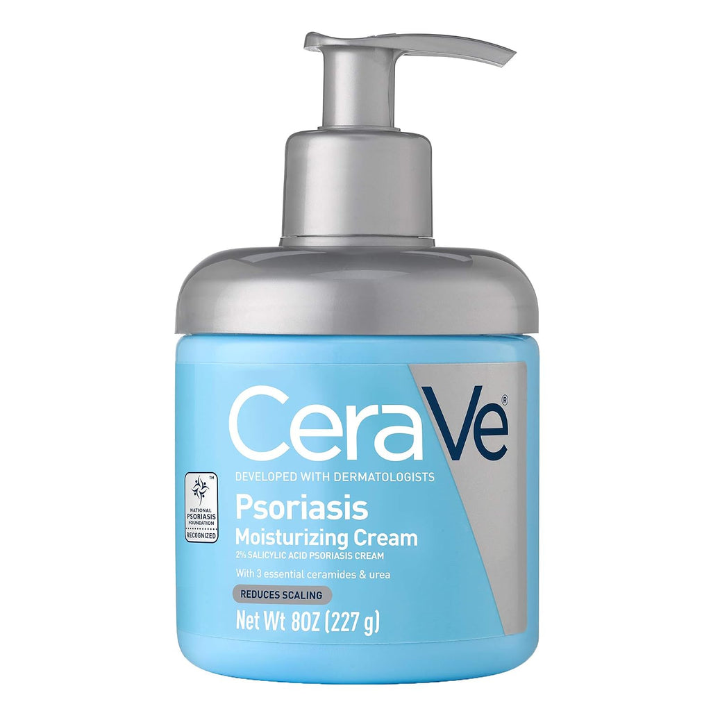 Cerave Moisturizing Cream For Psoriasis Treatment, With Salicylic Acid For Dry Skin Itch Relief & Urea For Moisturizing, Fragrance Free & Allergy Tested, 8 Oz