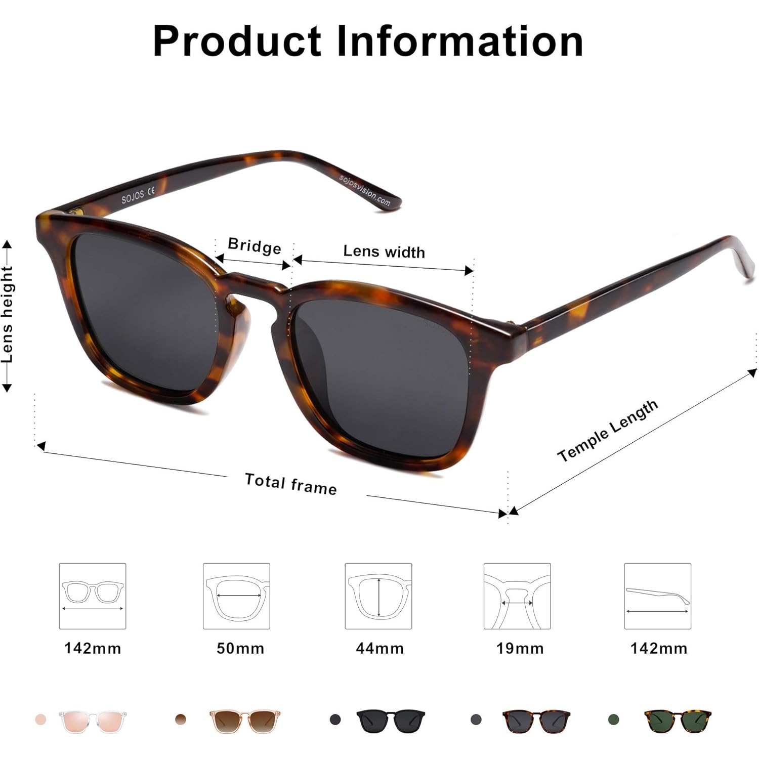 SOJOS Polarized Sunglasses for Women Men Classic Large Vintage Style Shades