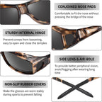 Polarized Sunglasses Fit Over Glasses for Men Women, Wraparound Sun Glasses UV400 Protection for Driving Fishing A07 Beige Tortoise Frame/Grey Lens
