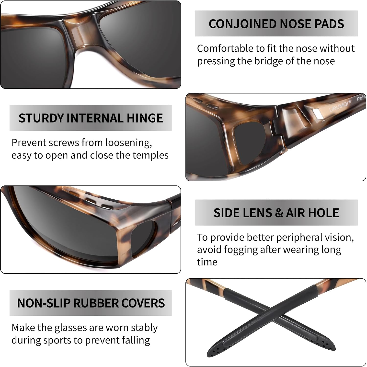 Polarized Sunglasses Fit Over Glasses for Men Women, Wraparound Sun Glasses UV400 Protection for Driving Fishing A07 Beige Tortoise Frame/Grey Lens