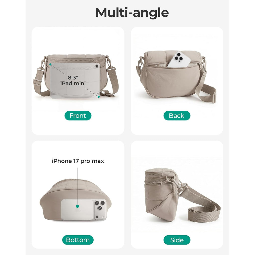 Bagsmart Crossbody Bags For Women, Puffer Cute Bum Bag With Pouch, Quilted Hobo Bag For Daily Travel College
