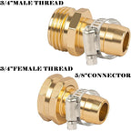 Liulo Tool Garden Hose Repair Connector With Clamps, Fit For 3/4" Or 5/8" Aluminum Garden Hose Fitting, Male And Female Hose Fittings, 5 Sets
