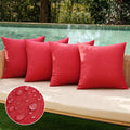 MIULEE Pack of 4 Decorative Outdoor Throw Pillow Covers Linen Waterproof Pillow Covers Summer Farmhouse Cushion Cases for Patio Garden Tent Balcony Couch Sofa 18x18 Inch Red