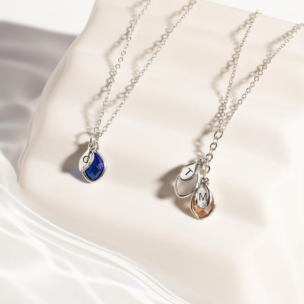 MignonandMignon Birthstone Necklace for Mom Grandma | Personalized Family Initial Necklace for Women | Grandkids Birthstone Jewelry Mothers Day Gift for Her