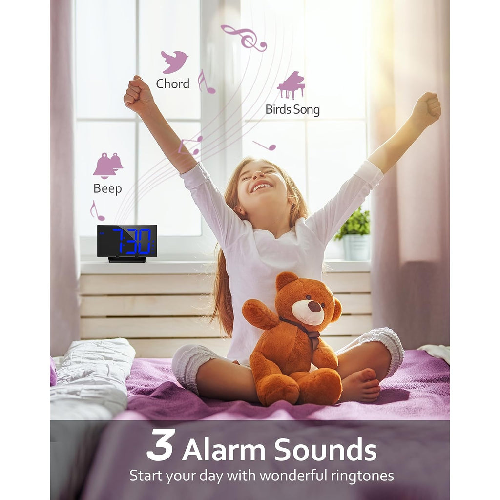 Upgraded Digital Alarm Clock For Bedrooms, Digital Clock With Customizable Night Mode, 5 Levels Brightness+Off, 2 Volume, 3 Alarm Tones, Snooze, Usb Charging Port, Power-Off Memory, 12/24H/Dst