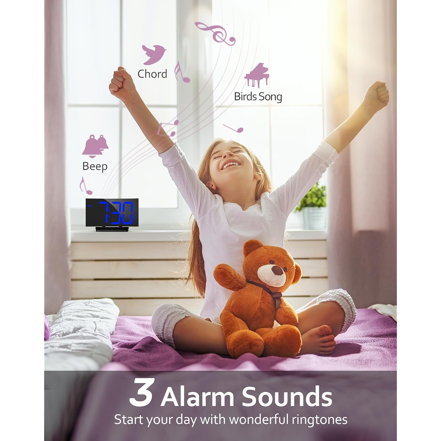 Upgraded Digital Alarm Clock For Bedrooms, Digital Clock With Customizable Night Mode, 5 Levels Brightness+Off, 2 Volume, 3 Alarm Tones, Snooze, Usb Charging Port, Power-Off Memory, 12/24H/Dst