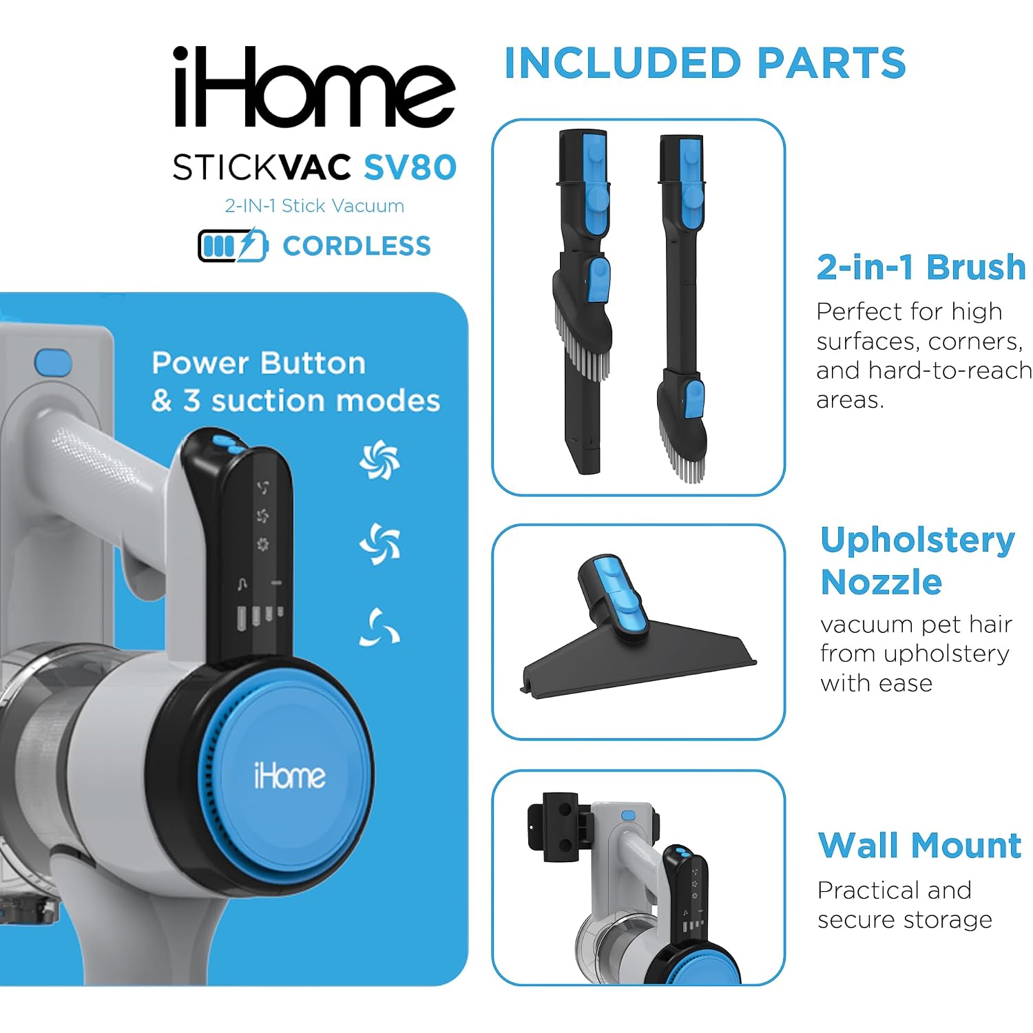Ihome Sv80 Cordless Stick Vacuum