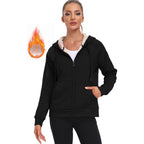 Mofiz Zip Up Hoodie Women Fleece Lined Zipper Up Hoodies Winter Coats Warm Casual Sweatshirts Jackets With Pocket