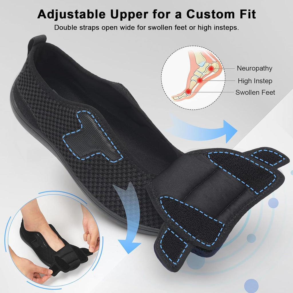 Joinfree Walking Shoes Women & Men Wide Toe Box Zero Drop | Diabetic Friendly Adjustable Upper Non Slip Grip Breathable Comfort Swollen Feet Pregnancy Elderly