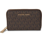 Michael Kors Jet Set Small Zip Around Card Case, Gold-Tone Hardware/Brown/Acorn