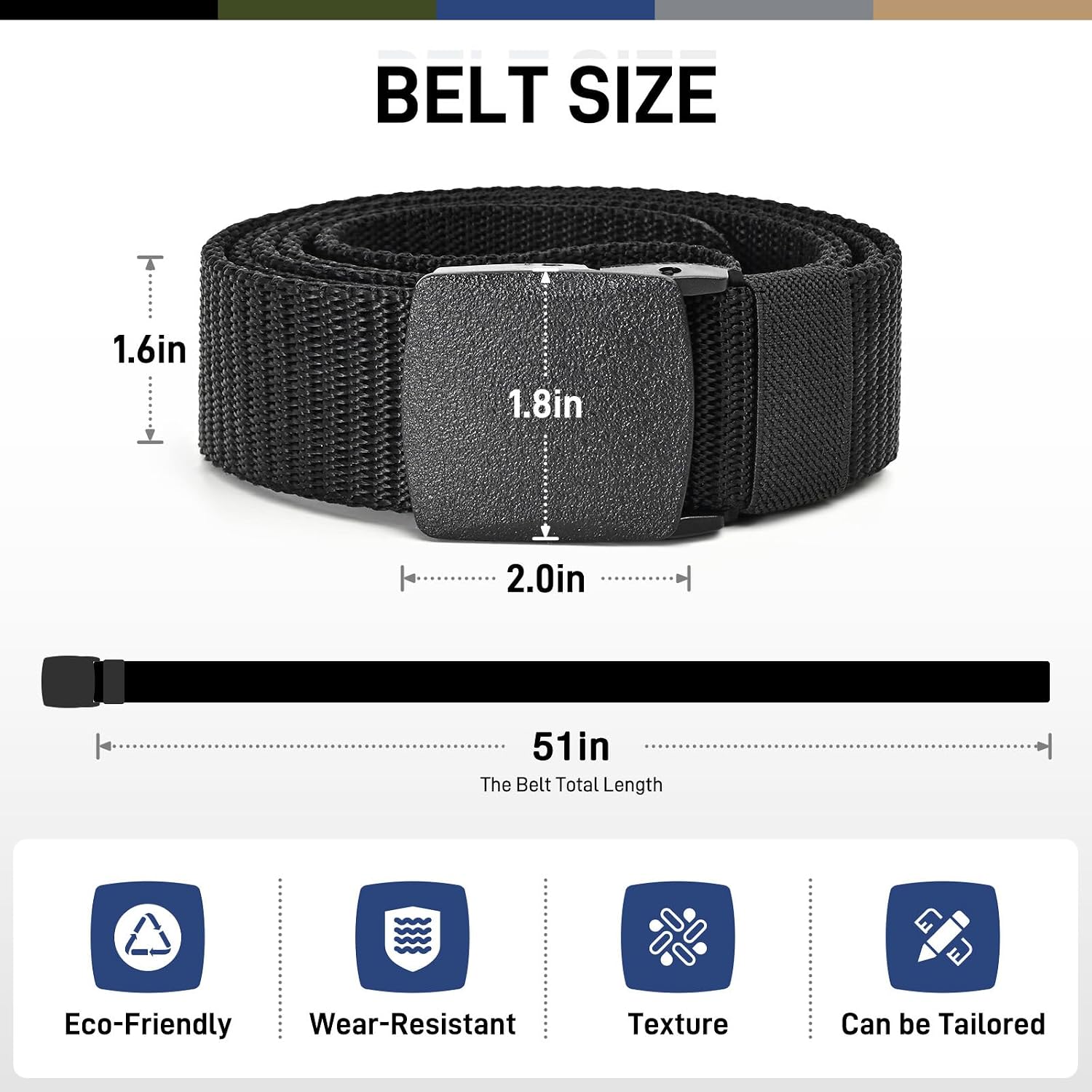 Unggjkb Tactical Men'S Nylon Belts,5 Pack Mens Belts Casual，Military Canvas Outdoor Metal-Free Belts