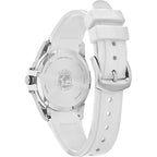 Citizen Ladies' Eco-Drive Classic Silver Stainless Steel 3 Hand Watch With White Rubber Strap,White Dial (Model:Fe6131-04A)