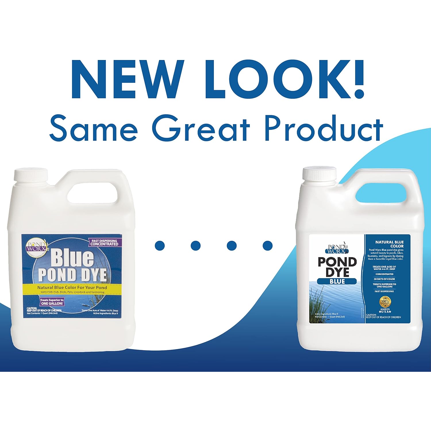 Pond Worx Blue Lake And Pond Dye - 4X Concentrated Liquid Pond Colorant - Treats Up To 1 Acre - 1 Quart