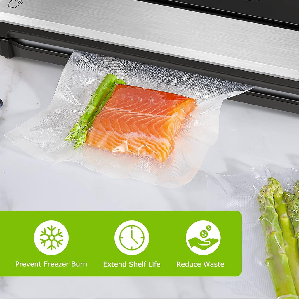 Bonsenkitchen Precut Vacuum Sealer Bags 200 Quart 8" X 12", Bpa Free, Commercial Grade Textured Food Vacuum Sealer Bag, Thick Embossed Bags For Storage And Sous Vide Cooking Vb3208