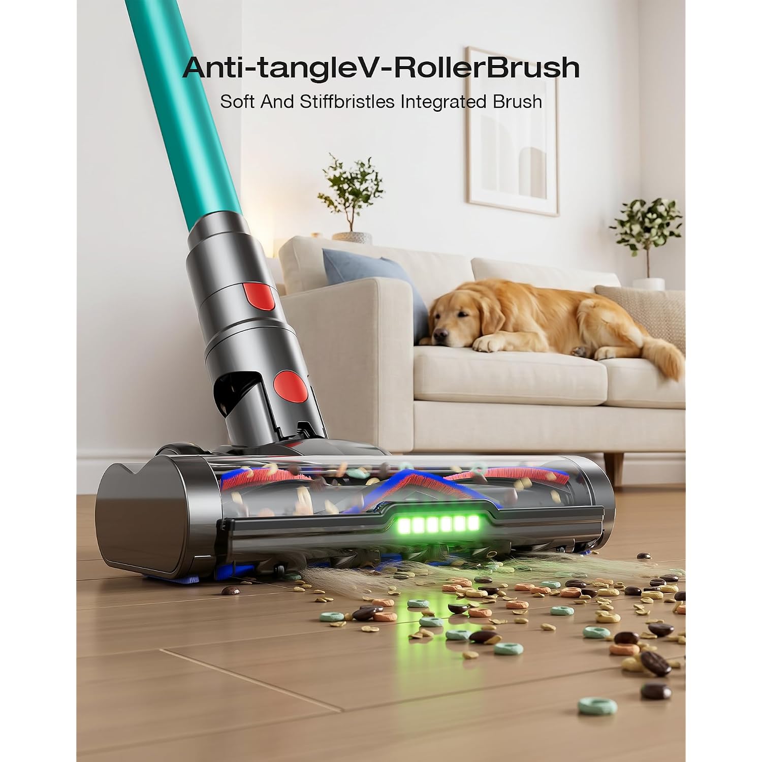 Cordless Vacuum Cleaner, 60Kpa 650W Stick Vacuum With Hurricane Mode, 70-Min Runtime, Anti-Tangle Brush, Self-Standing, Led Display, Cordless Vacuum For Pet Hair, Carpet & Hard Floor, Car