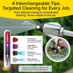 Pocket Hose Arrow Customizable Spray Nozzle, As Seen On Tv | Flow Force Tech, 4 Precision Tips, Jet Stream To Gentle Watering, Rust-Resistant, Non-Slip Grip, Ideal For Car Wash