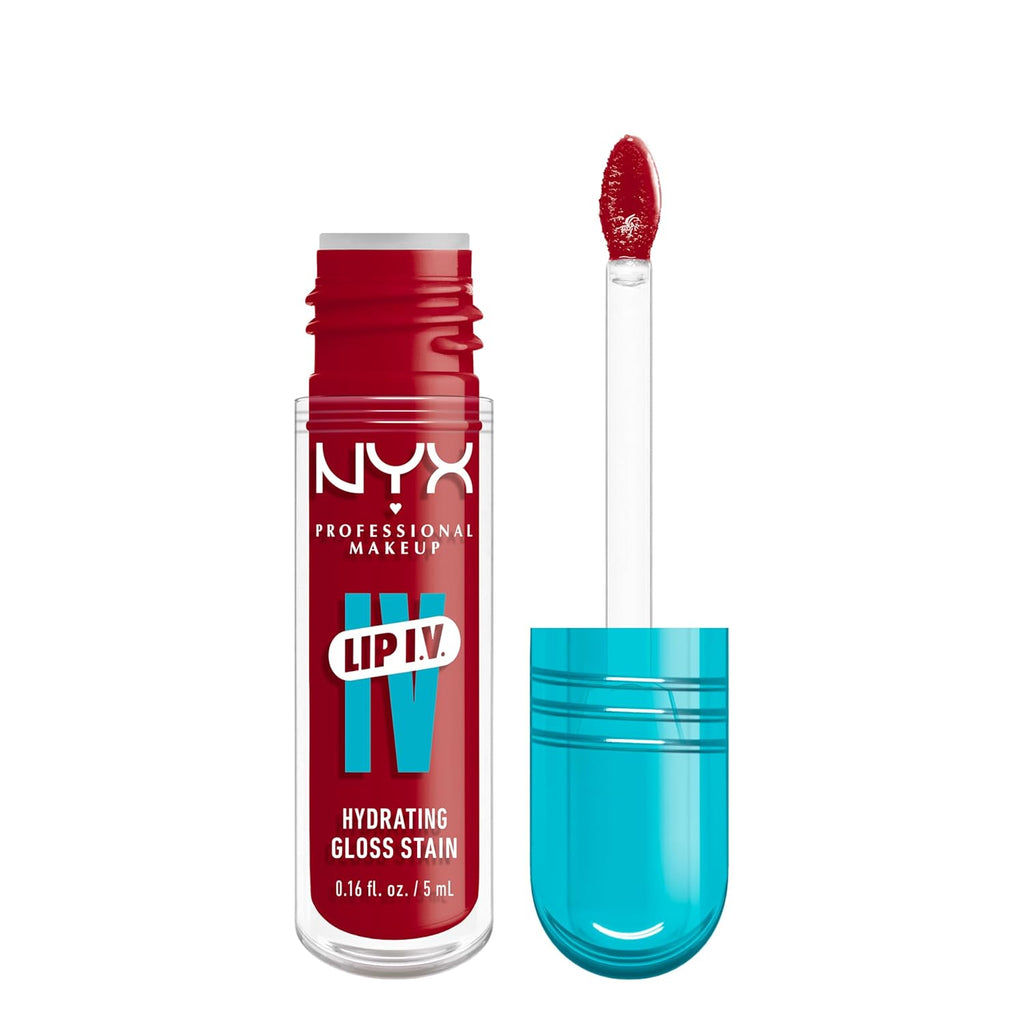 NYX PROFESSIONAL MAKEUP Lip IV Hydrating Glossy Lip Stain, Long-Lasting, Tinted, Vegan Formula with 12 HR Hydration - Cherry Drenched (Red)