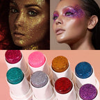 Body Glitter Stick, Chunky Gel For Face And Body Hair, Sparkling Holographic Mermaid Sequins Paint, Waterproof Multiuse Makeup Glitter Paint, 02#Pink