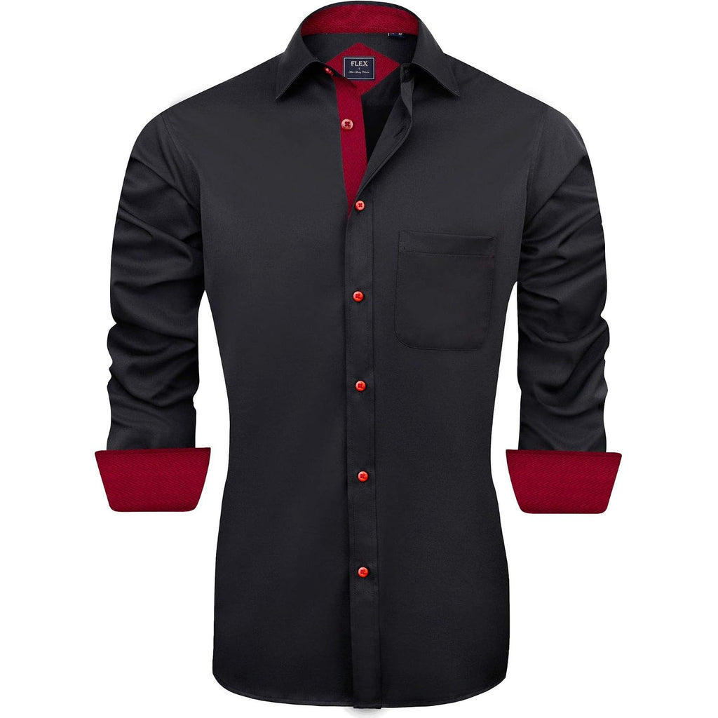J.Ver Men'S Casual Long Sleeve Stretch Dress Shirt Wrinkle-Free Regular Fit Button Down Shirts
