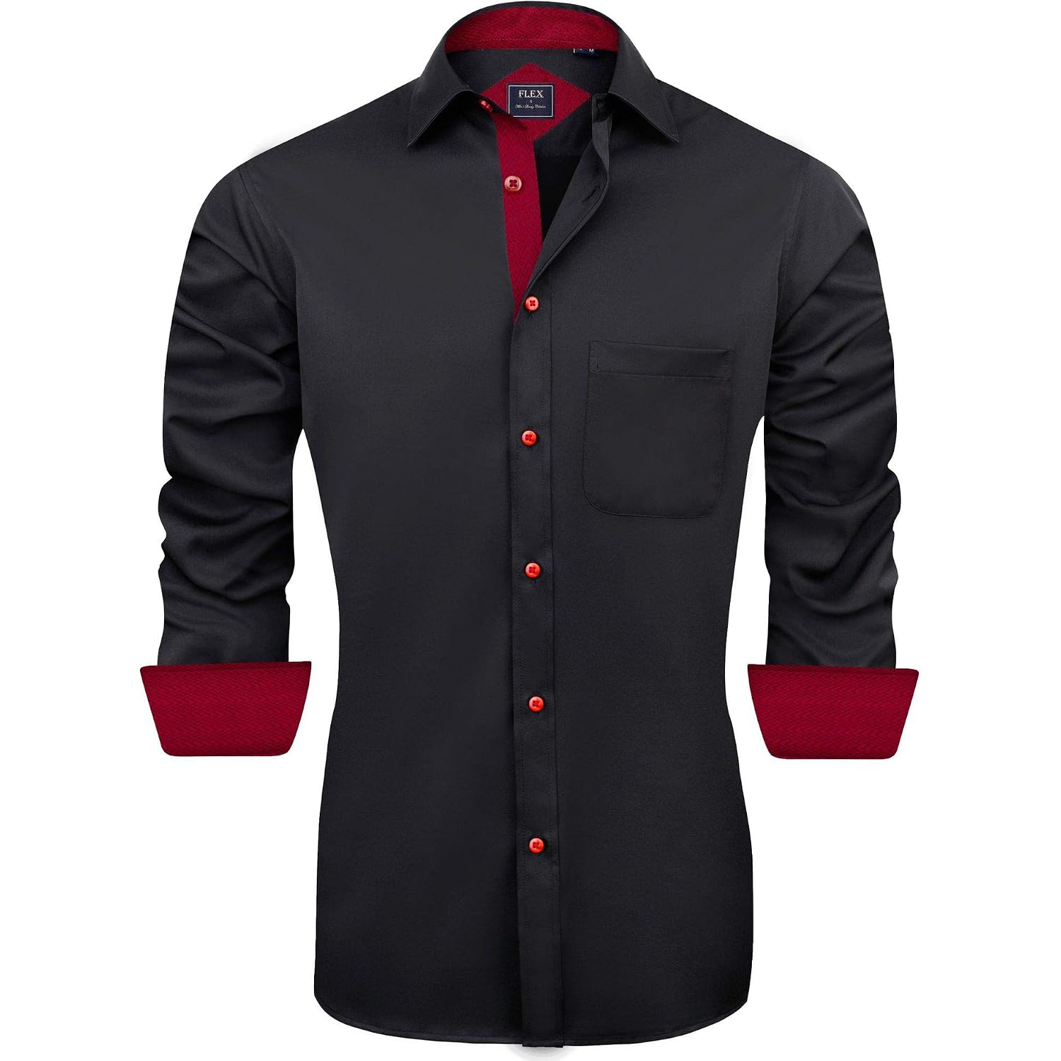 J.Ver Men'S Casual Long Sleeve Stretch Dress Shirt Wrinkle-Free Regular Fit Button Down Shirts