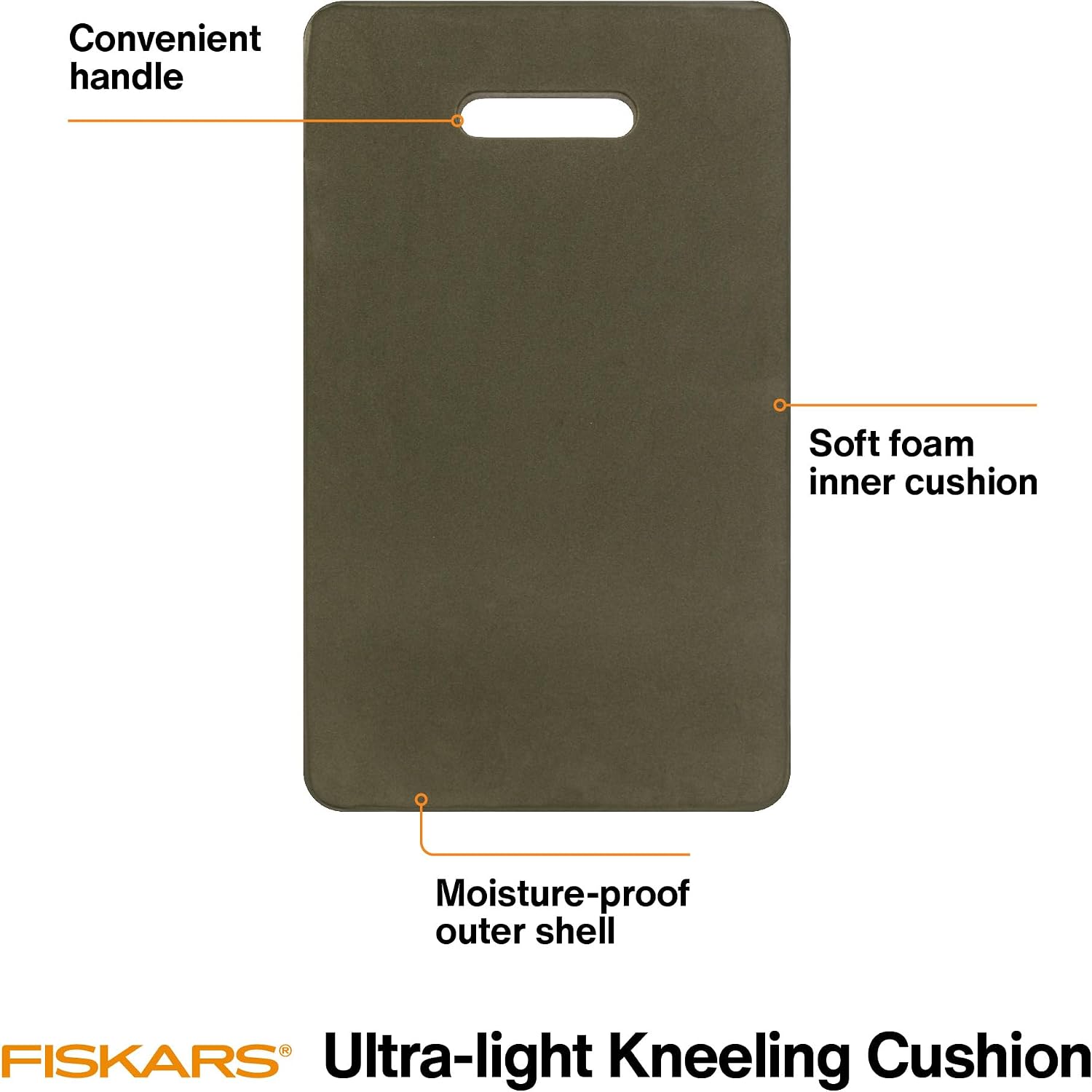 Fiskars 11" X 18" Garden Kneeling Pad, Foam Knee Cushion With Handle, Green