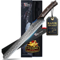Brisket Slicing Knife, 12 Inch Multifunction Carving Knife For Meat Cutting, Japanese Style Meat Slicer With Wood Full Tang Handle, Damascus Pattern Long Slicing For Roast Beef, Ideal For Gift